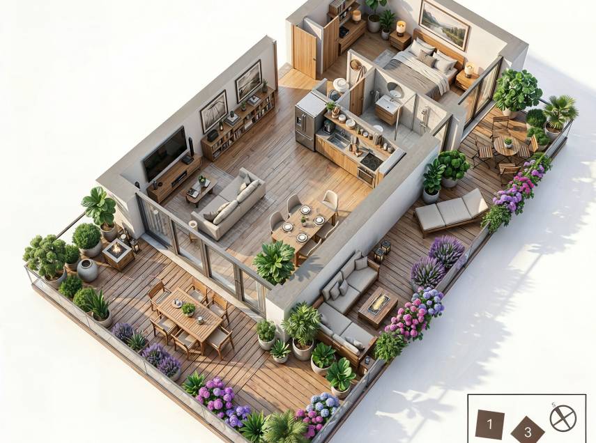 Rezidenci Štěpánov, Valašské Meziříčí, bytová jednotka 2+kk, 39,82  m², balkon 35,65  m²